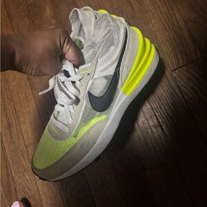 Nike White and Neon Yellow Running Shoes